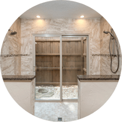 Blending Nature and Architecture Bathroom Remodeling Trend Walk-In Shower Sliding Doors into Outdoor Space