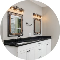 Industrial Bathroom Remodeling Trend Industrial Lighting Fixtures with Custom Industrial Mirror Black Sink Countertop