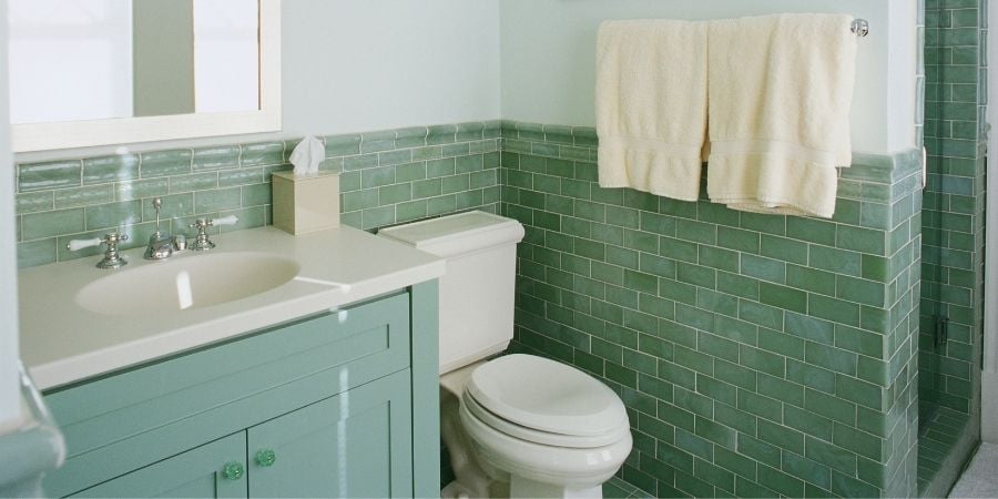 green over saturated bathroom