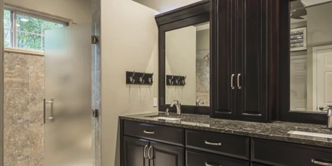 Bathroom remodel with dark cabinets