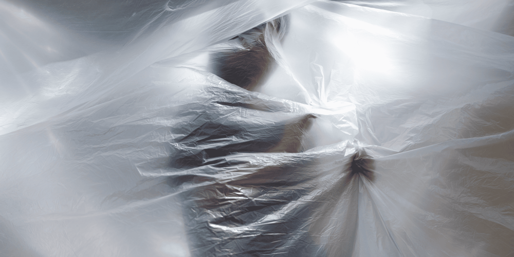 Stock Image of Plastic Sheeting as a Dust Barrier During Home Remodel in Gainesville