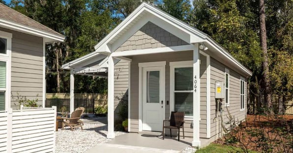Front view of an ADU with a covered patio area on one side in Gainesville by Robinson Renovation & Custom Homes