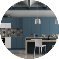 Bold colors on kitchen cabinets