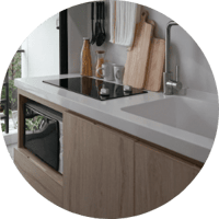 Hidden handles on kitchen cabinets