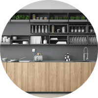 Open shelving as a trend for kitchen cabinets
