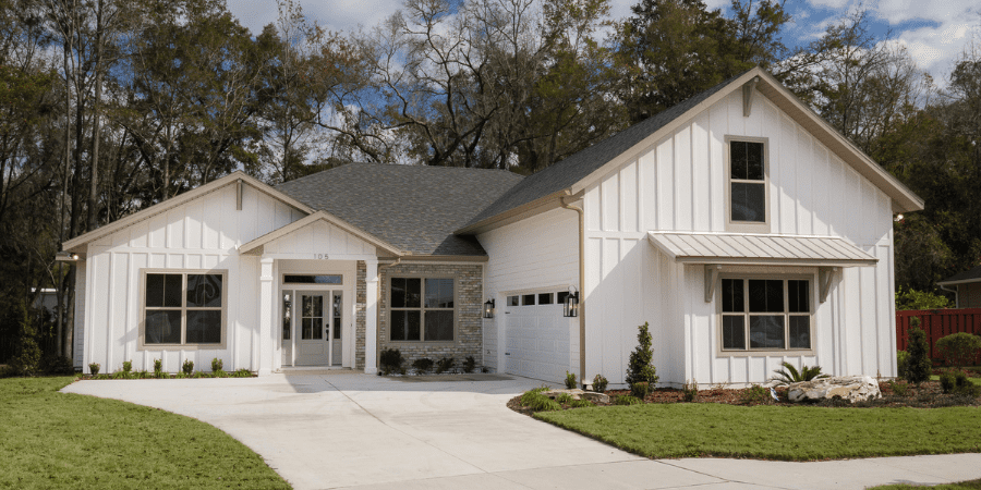 White Exterior of Custom Home Gainesville