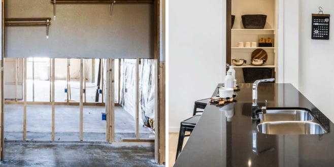 Before and after a kitchen remodel by Robinson Renovation and Custom Homes in Gainesville, FL