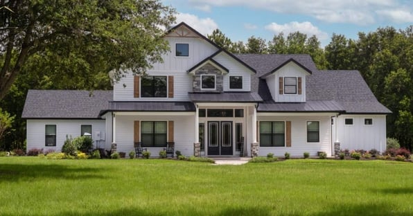 Front view of a custom home built by RRCH in Alachua County, FL